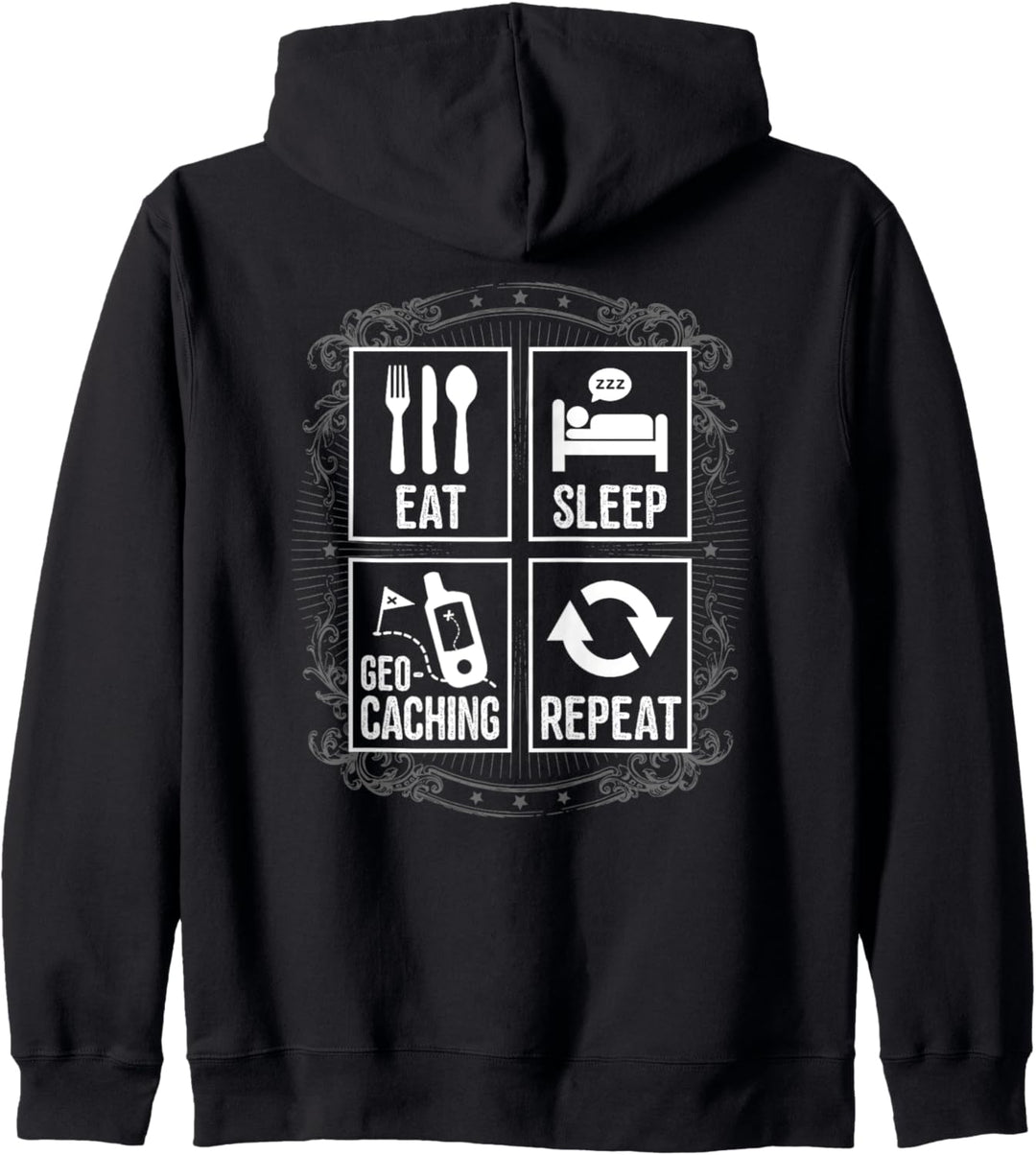 EAT SLEEP Geocaching Repeat Funny Cache Kapuzenjacke