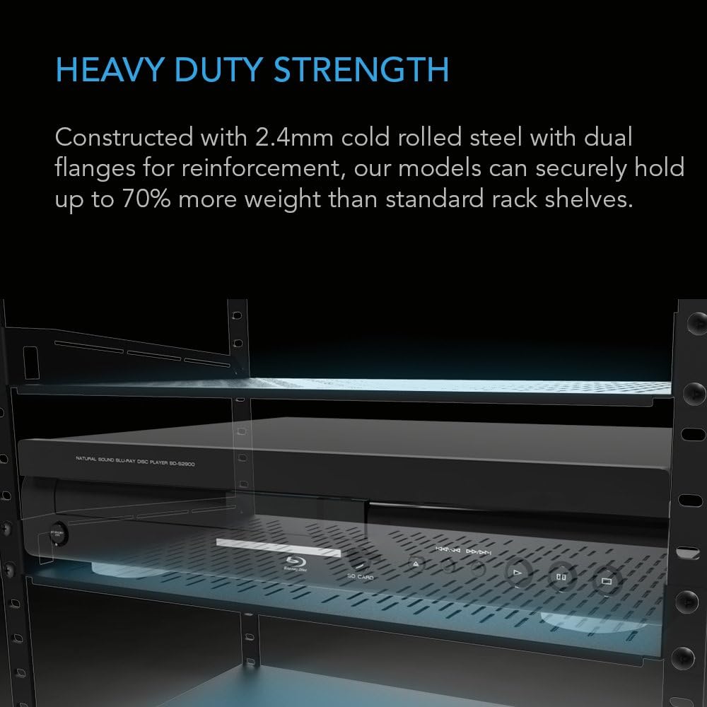 AC Infinity Universalregal mit Belüftungsöffnung, 2U, für 48,3 cm grosse Geräteregale, robuster 2,4