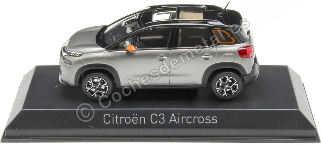 Norev 155336 Citroen C3 Aircross 2021-Platinium Grey & Black Roof & Orange Deco Miniaturauto aus der