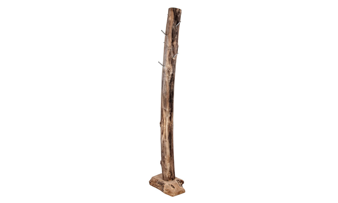 Junado Garderobe Hakon aus Teakholz, Kleiderständer naturbelassen, Garderobenständer aus Massivholz,