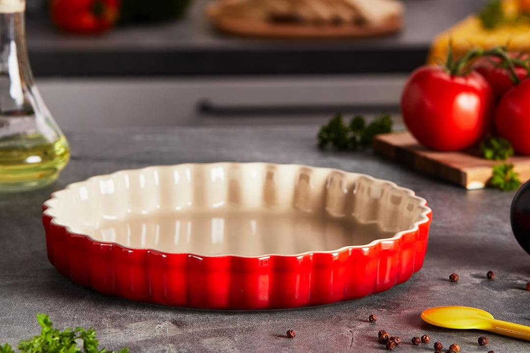 Le Creuset Tarteform aus Steinzeug, 24 cm, 1.4 Liter, Kirschrot, 71120240600001 Kirschrot 24 cm, Kir