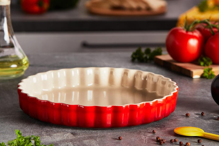 Le Creuset Tarteform aus Steinzeug, 24 cm, 1.4 Liter, Kirschrot, 71120240600001 Kirschrot 24 cm, Kir