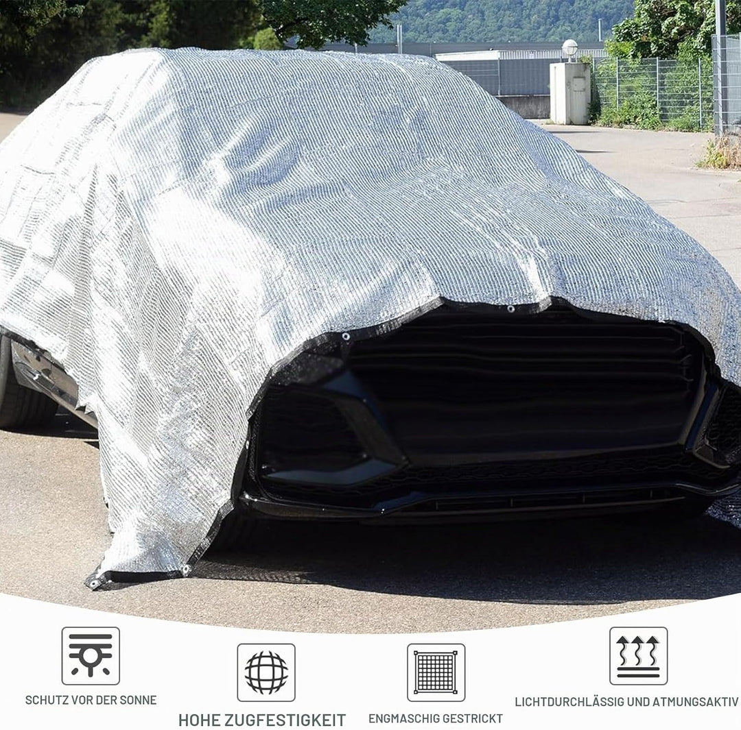 Garten Schattierungsnetz,Auto-Sonnenschutz aus Alunetz,80% Sonnensegel Mit Einfassung Mit Ösen Einfa