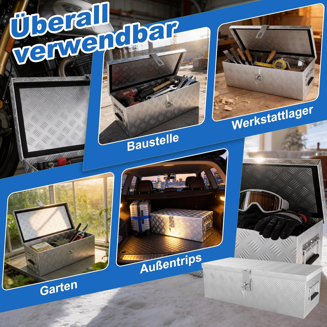 18L Aluminium Transportbox Aufbewahrungsbox Aluminiumkoffer Aluminiumbox Truckbox, Silber Lagerkiste