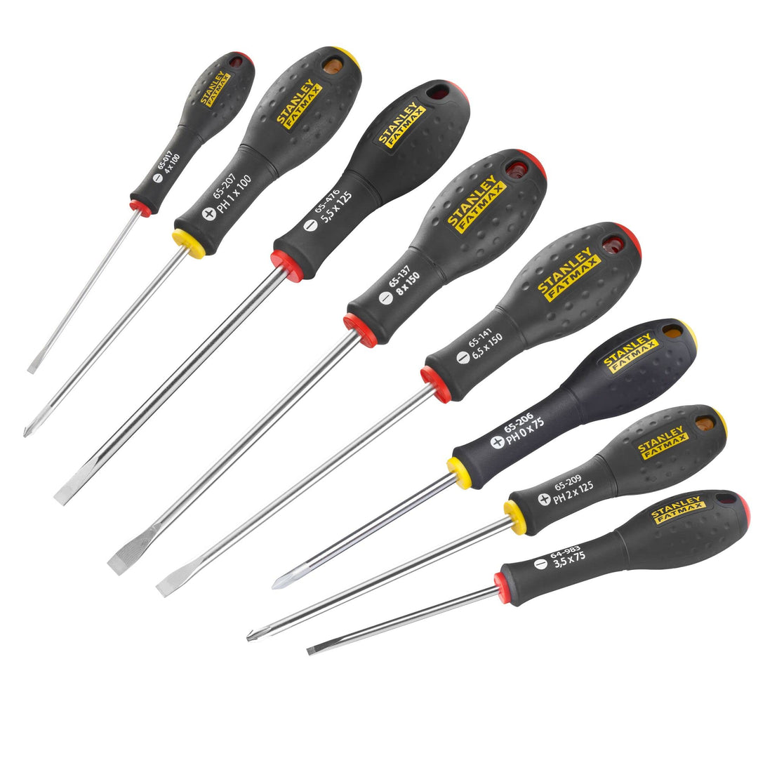 Stanley FatMax Schraubendreher-Set Schlitz/Phillips (SL3.5/5.5/4/6.5/8;PH0/1/2, Chrom-Vanadium, ergo