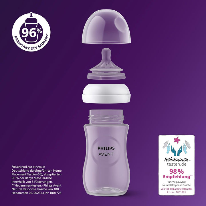 Philips Avent Babyflaschen Natural Response, Geschenkset für Neugeborene – 4 Babyflaschen, ultra sof
