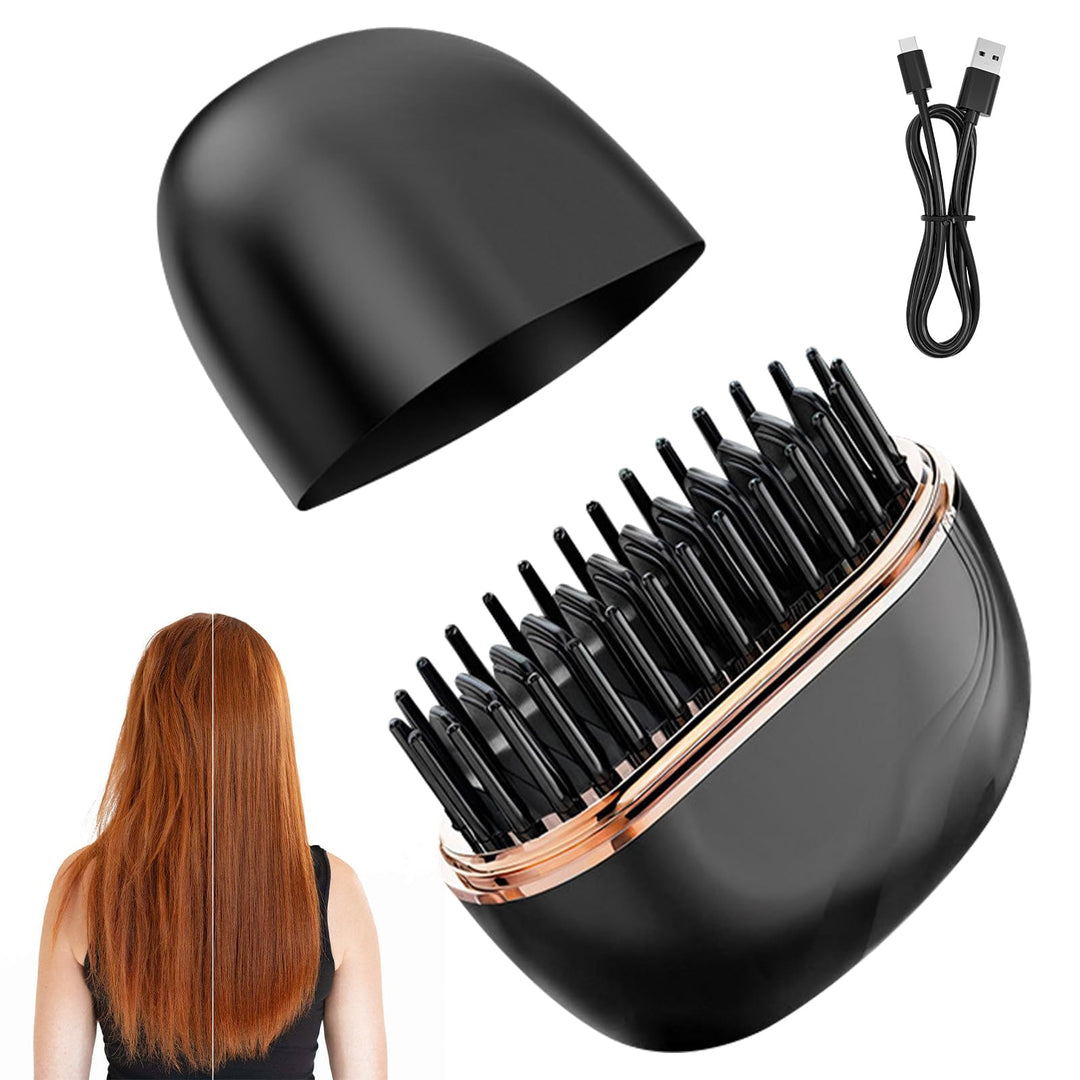 Mini Hair Straightener Brush,Tragbare Taschen-Glättbürste,2 in 1 Mini-Glätteisen Kabellos,Glättbürst