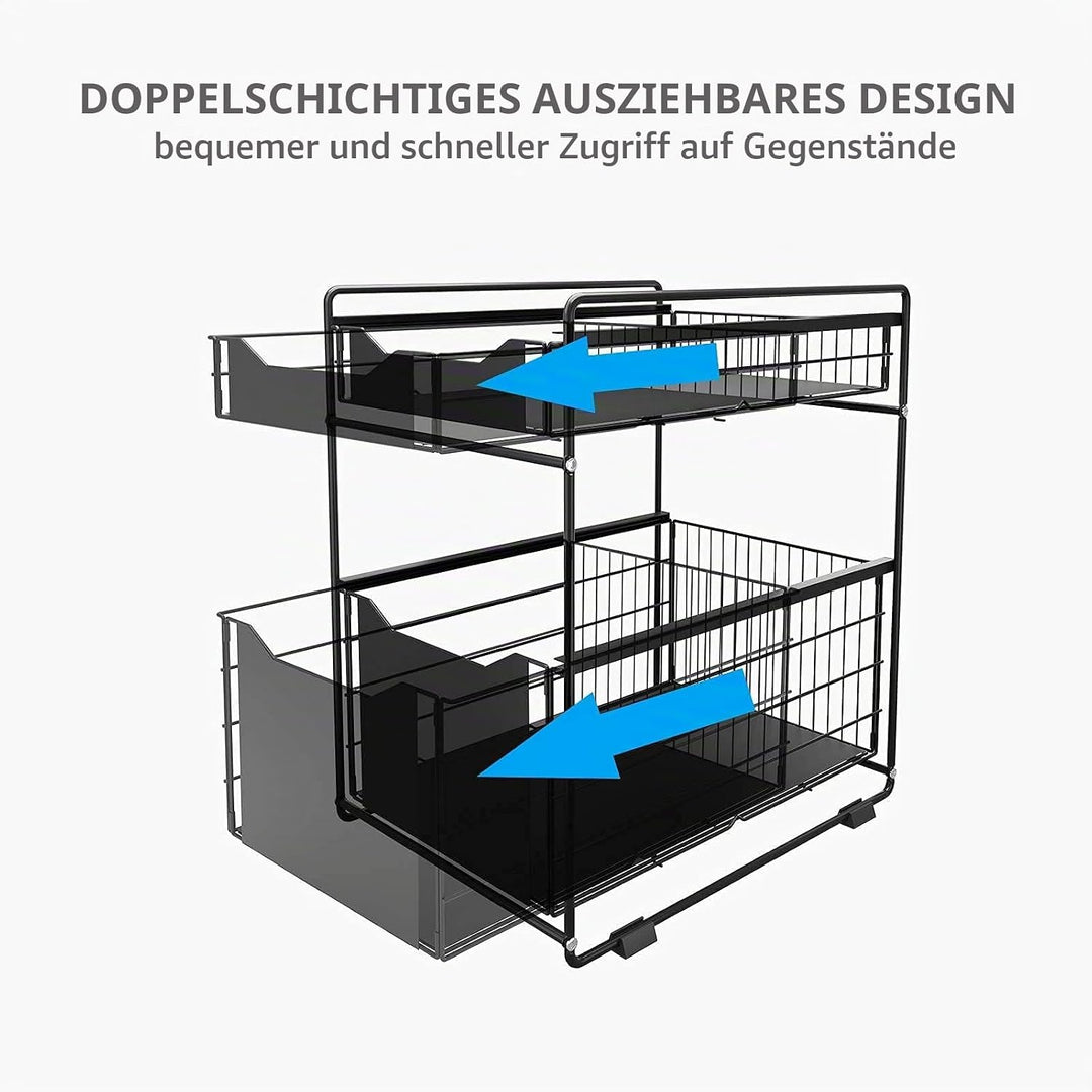 DAWNYIELD 2 Tier Organizer mit Speicher Unter Waschbecken Schiebeschrank Korb herausziehen Snack Org