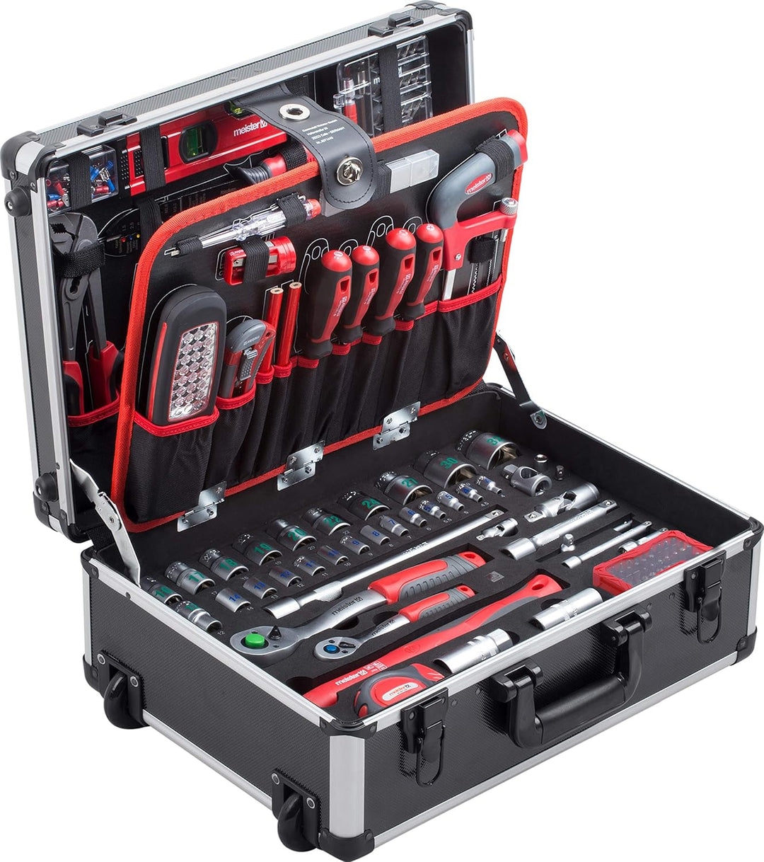 Meister Werkzeugtrolley 156-teilig - Werkzeug-Set-Mit Rollen &amp; Werkzeugkoffer leer - 460 x 320 x 140
