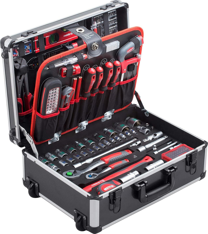 Meister Werkzeugtrolley 156-teilig - Werkzeug-Set-Mit Rollen &amp; Werkzeugkoffer leer - 460 x 320 x 140