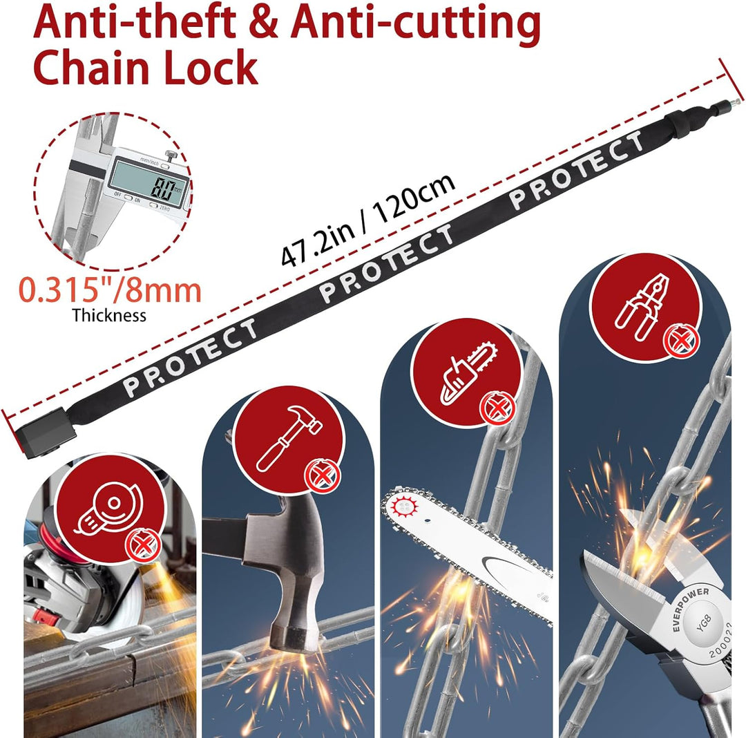 BANGTING 120CM Fahrradschloss Hohe Sicherheit mit 110dB Alarm, Kettenschloss mit 3 Schlüsseln, Anti-