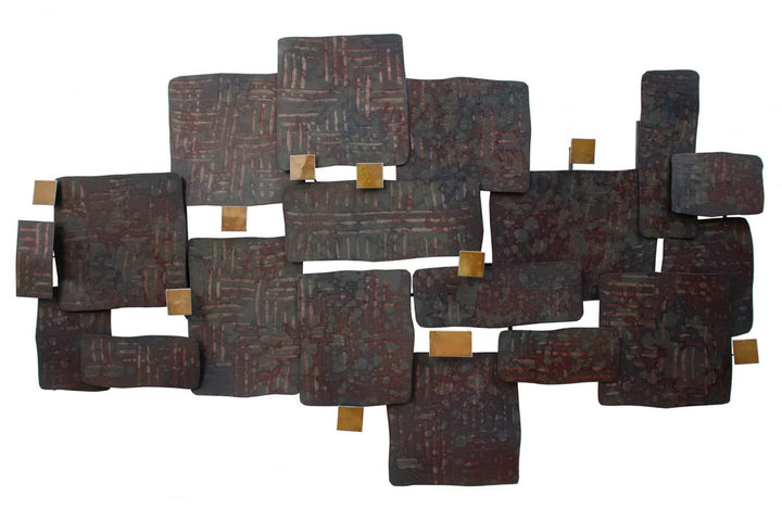 KunstLoft Wanddeko Metall | 100% HANDGEFERTIGT | 103,5x62x6,5cm | Wandbild Metall 'Stone Collage' |