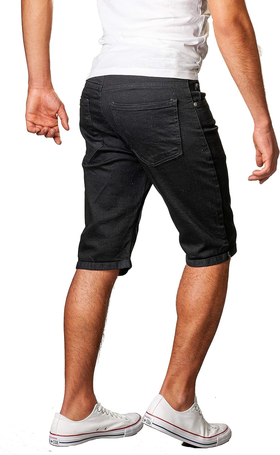 Gelverie Herren Shorts Slim Fit Bermuda Jeansshorts W29 Black Denim