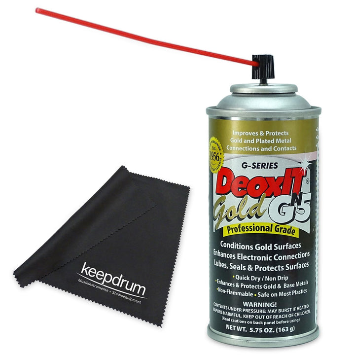 Caig DeoxIT GN5S-6N Gold Kontaktspray mit keepdrum Mikrofasertuch