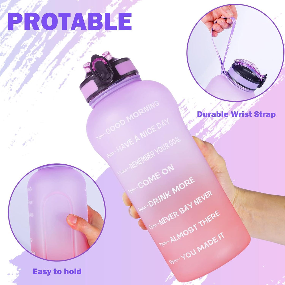 2 Liter Trinkflasche Sport mit Strohhalme, 2000ml Gross Sportflasche BPA Frei, Auto Wasserbehälter A