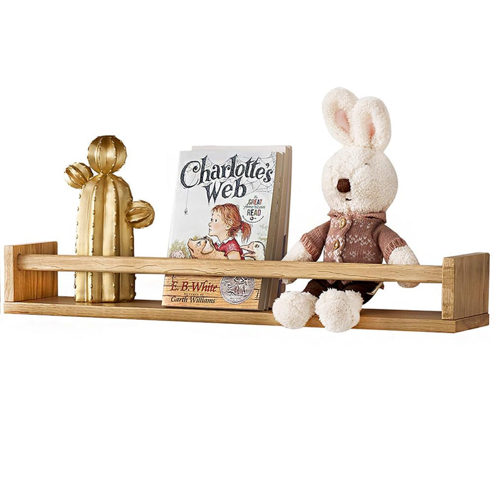 Wandregal Kinderzimmer Holz Bücherregal Wand, 50cm Wandregal Eiche Massiv für Kinderzimmer, Eiche Sc