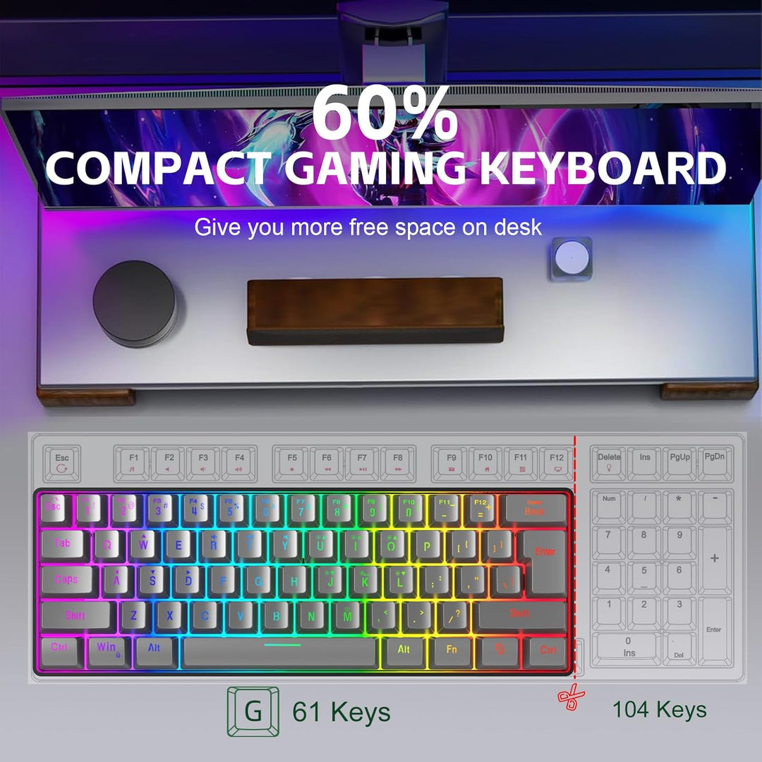 Snpurdiri 60% Percent Gaming Tastatur (61 eisengrau), 61 eisengrau
