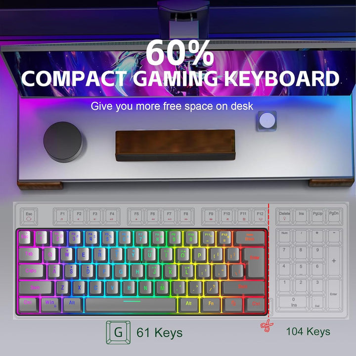 Snpurdiri 60% Percent Gaming Tastatur (61 eisengrau), 61 eisengrau