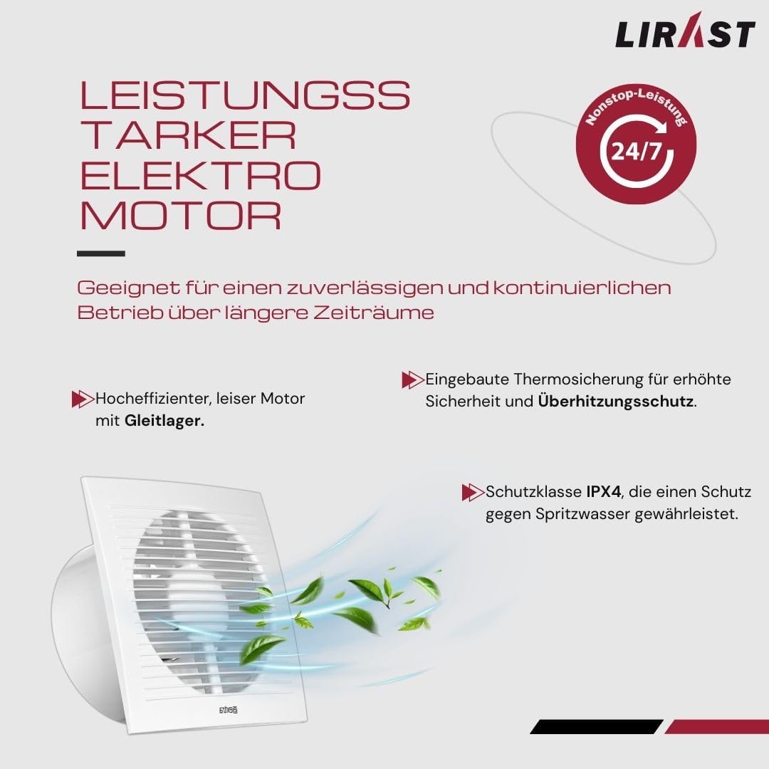 Ø 150mm Weiss Badlüfter - Lüfter für Effiziente Belüftung im Bad Kuche WC, Ø 150mm Weiss