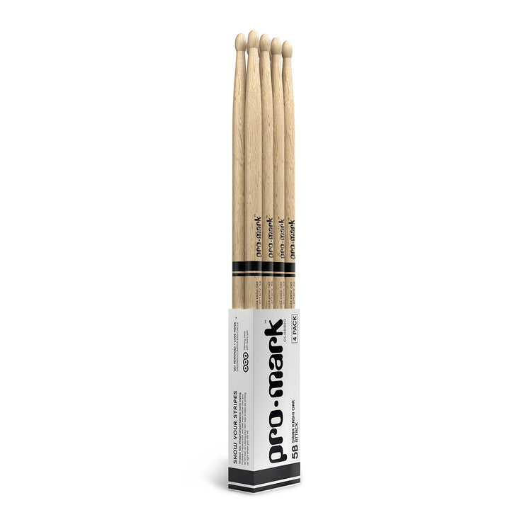 ProMark Classic Attack 5B Shira Kashi Oak Drumstick, ovale Holzspitze, 4 Stück Four Pairs Classic, A
