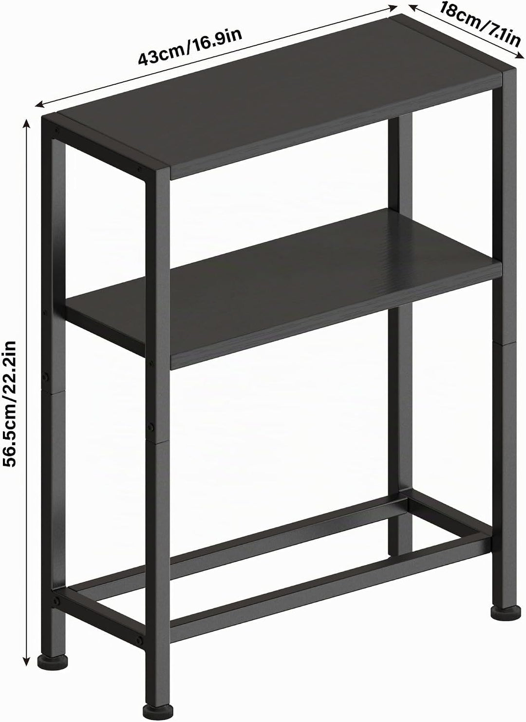 Schmaler Beistelltisch, Nachttisch, 2er Set, 3 Ablagen Nachttisch Schmal mit Stauraum, sofa beistell