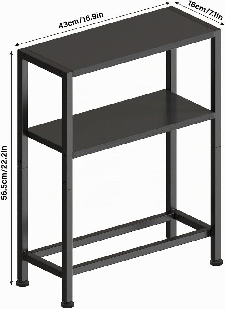 Schmaler Beistelltisch, Nachttisch, 2er Set, 3 Ablagen Nachttisch Schmal mit Stauraum, sofa beistell