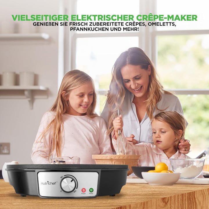 Nutrichef PCRM12EU Elektro-Griddle-Crêpe-Maker-Kochfeld Antihaftbeschichtete 12-Zoll-Aluminium-Kochp