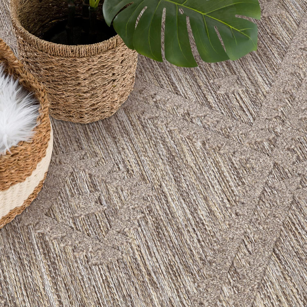carpet city In-& Outdoor Teppich - Rund 120 cm - für Innen-& Aussenbereich - Wetterfest Balkon-Teppi