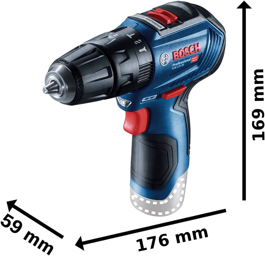 Bosch 06019G9102 Schlagbohrschrauber 12 V Li-Ion ohne Akku und Ladegerät GSB 12V-30