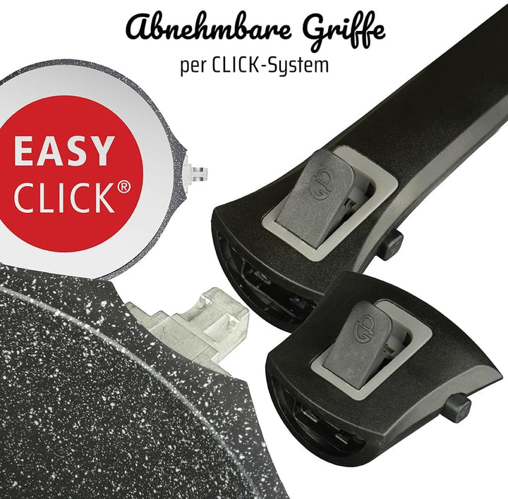 GSW 167772 Kochtopf-Set Easy Click 6-tlg, Aluminium, Kunststoff, Glas, Silikon, schwarz