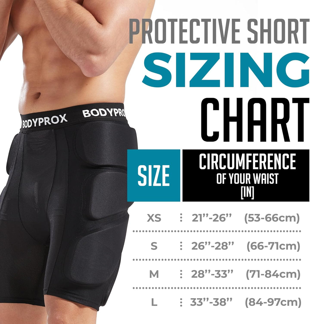 Bodyprox Gepolsterte Schutz-Shorts für Snowboarding, Skaten und Skifahren, 3D-Schutz für Hüfte, Po u