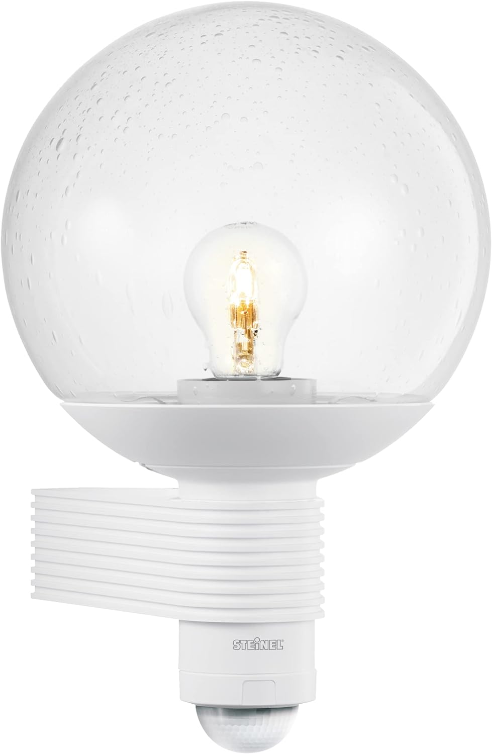 Steinel Aussenwandleuchte L 400 S Weiss, 240° Bewegungsmelder, Max. 12 m Reichweite, klassisch, mund