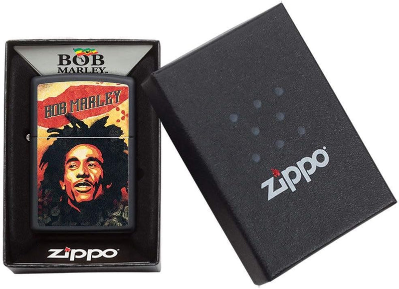 Zippo Feuerzeug Bob Marley Regular - Satin Chrome Schwarz, Matt, Schwarz, Matt