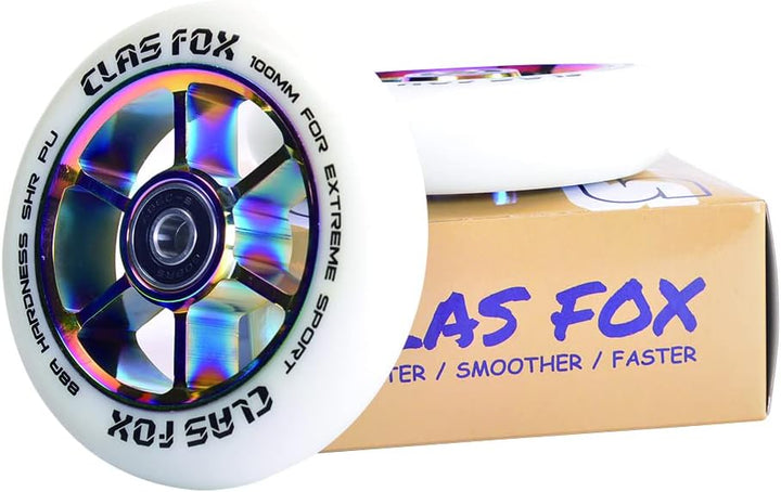 CLAS FOX Pro Stunt Scooter Rollen Roller Räder Wheels 100mm EIN Paar mit ABEC-9 Kugellager CNC Metal