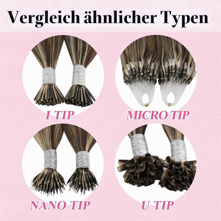 YoungSee Microring Extensions Braun 45cm Microring Extensions Echthaar 1g Microring Echthaar Dunkelb