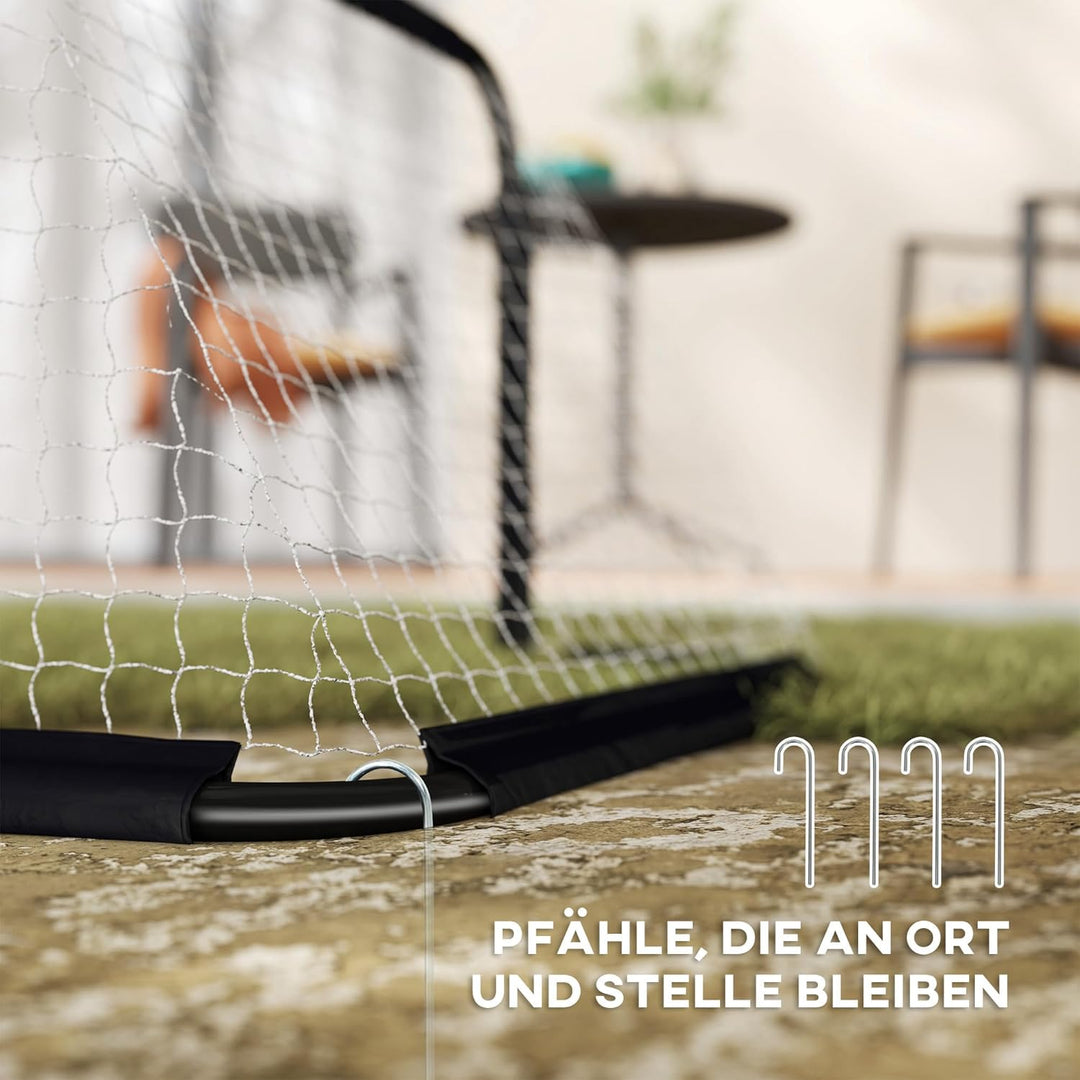 HOMCOM Fussballtor 2er Set Klappbar Fussballtore mit Metallrahmen für Kinder und Erwachsene, Garten,