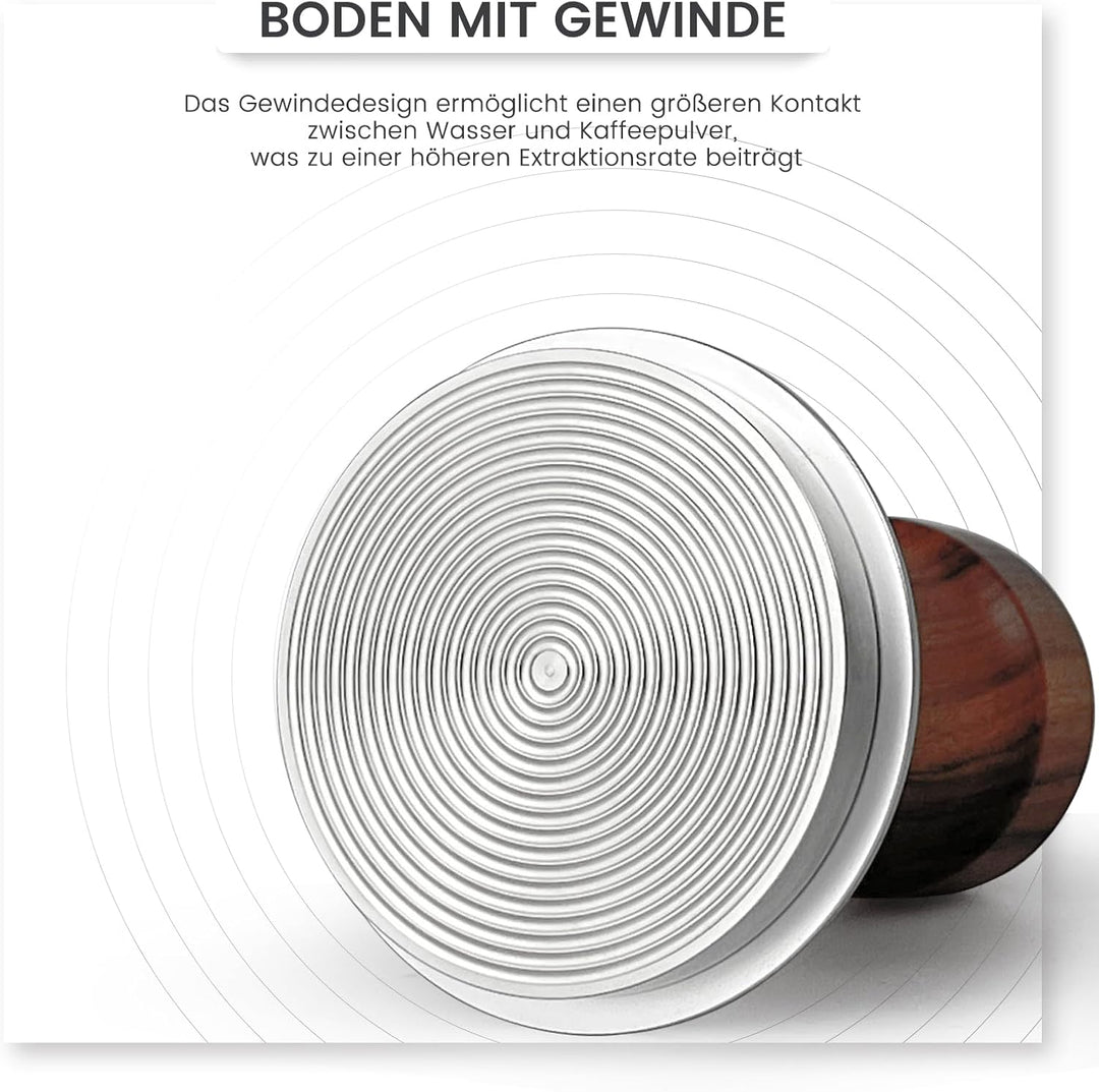 Coffee Tamper 54mm, Federbelastet Kaffee Tamper mit Edelstahl 304 Gewindeboden, Espresso Tamper für
