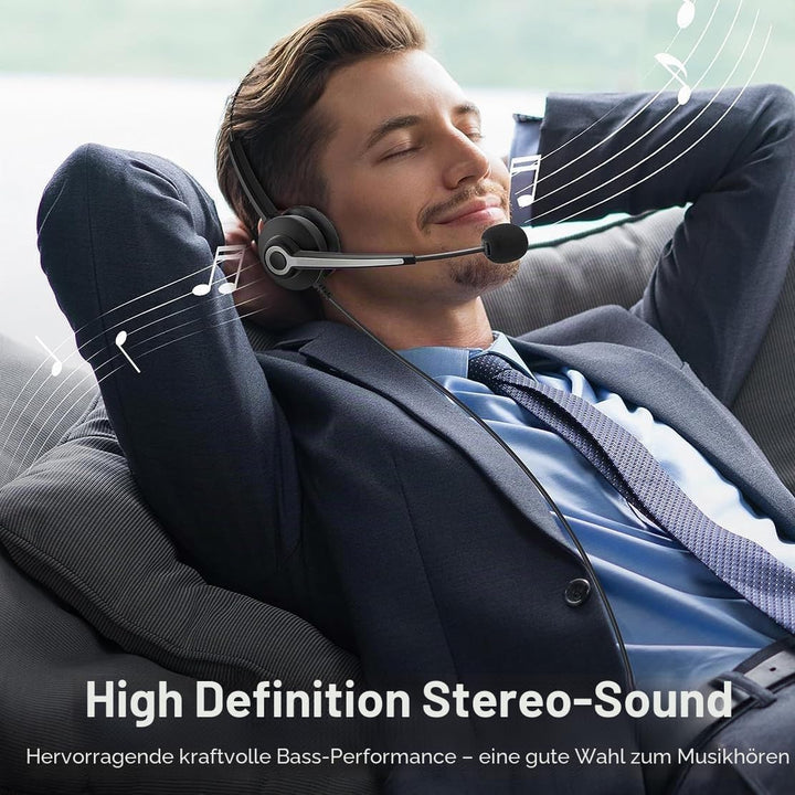Wantek Stereo-Headset,schnurgebunden,USB-A,Mikrofon mit Noise Cancelling-ganztägiger Komfort-USB-A:P