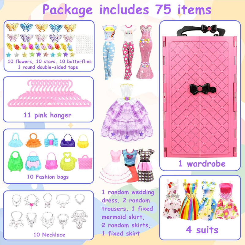 85 Stück kleidung Schmuck Zubehör für Puppen Kleiderschrank für 11,5 Zoll Puppe - Modedesign Puppen