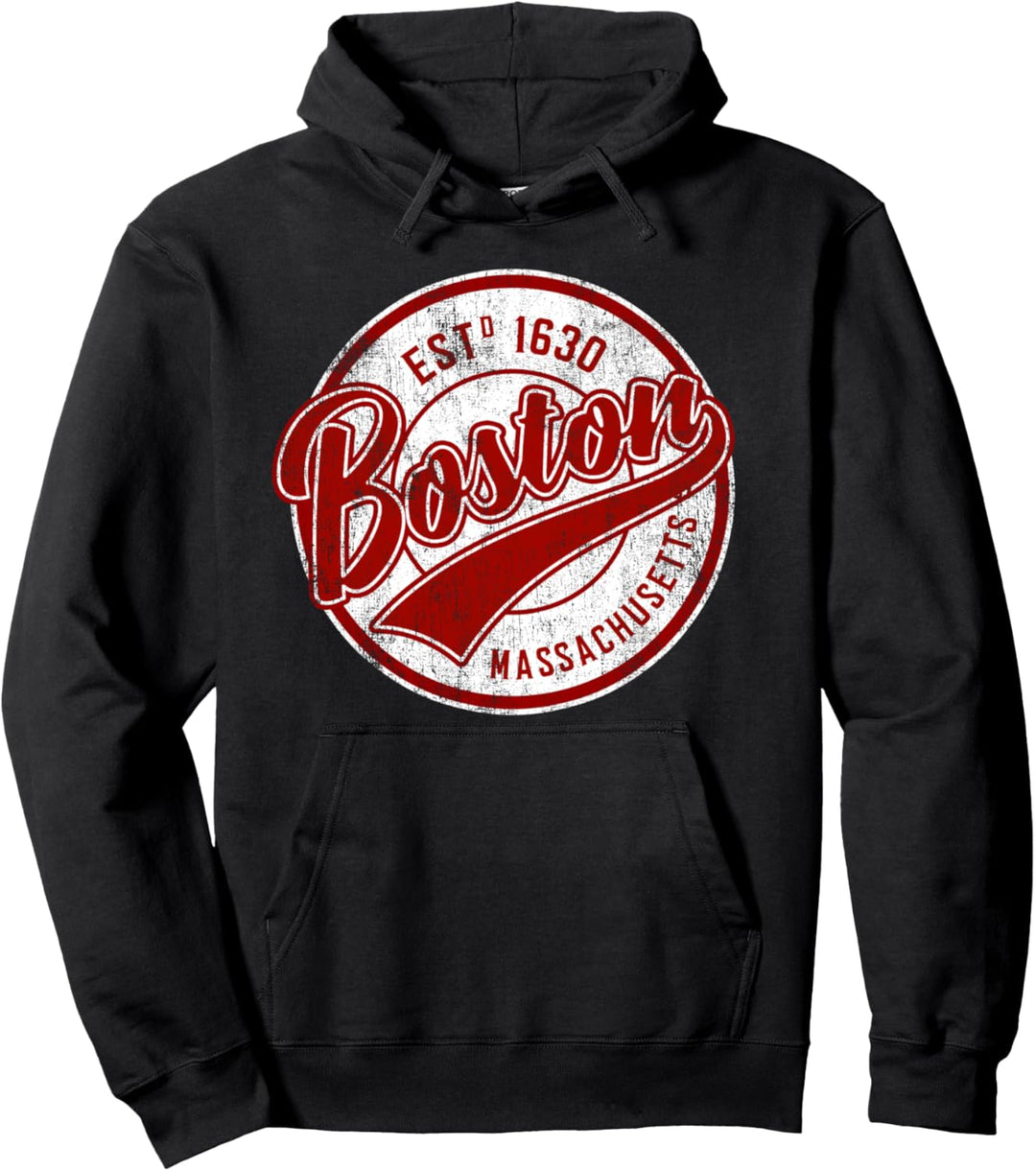 Distressed Vintage Boston Massachusetts Sports Gift Pullover Hoodie