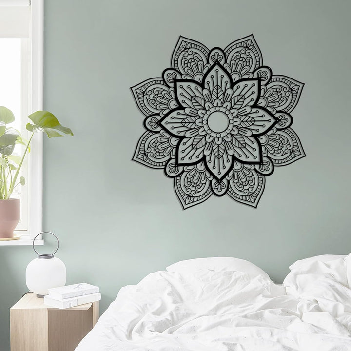 Resama Grosses Metall Rundes Mandala Wanddekor, Einzigartige Lotusblume Wanddekoration für Wohnzimme