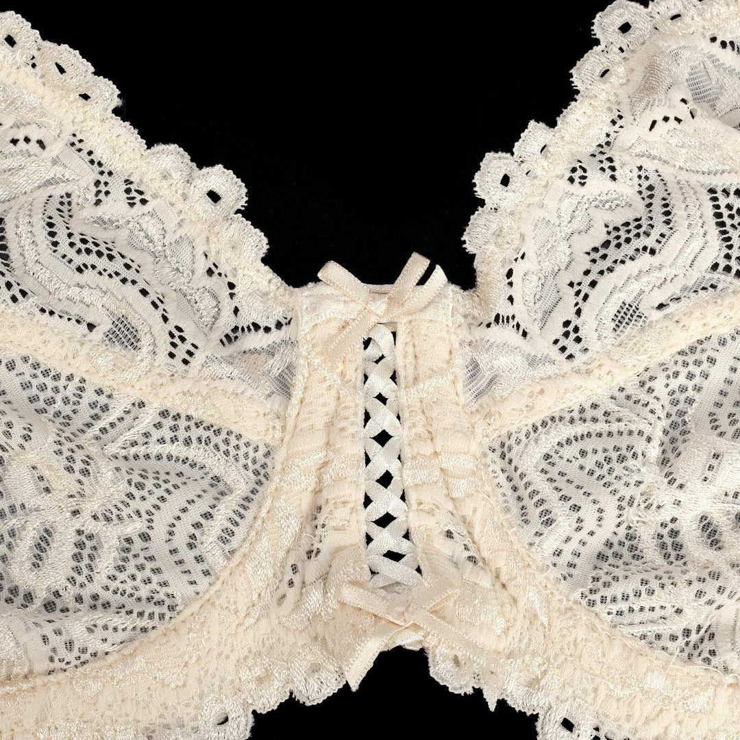 Wingslove Damen BH aus floraler Spitze Lace BH Bügel BH Ungepolstert Soft Cup Vollschalen 70C Nackt,