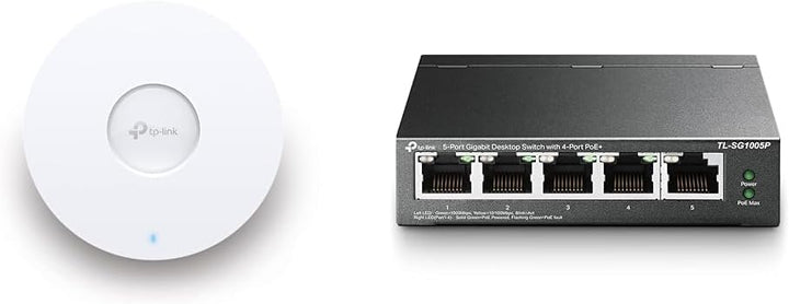 TP-Link EAP653 AX3000 Gigabit Dualband WiFi 6 WLAN Access Point mit TL-SG1005P 5-Port Gigabit PoE Sw