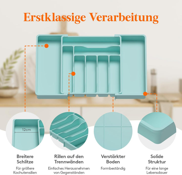 Lifewit Besteckkasten für Schubladen, erweiterbarer Besteckeinsatz für Küchenschubladen, verstellbar