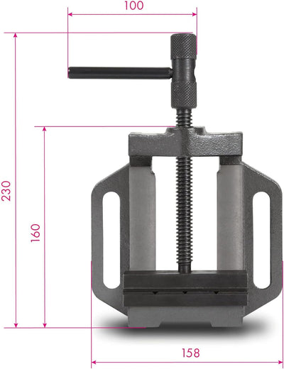 EBERTH Maschinenschraubstock aus Grauguss und Stahl, Backenbreite 100mm, Max. Spannbreite 89mm, Masc