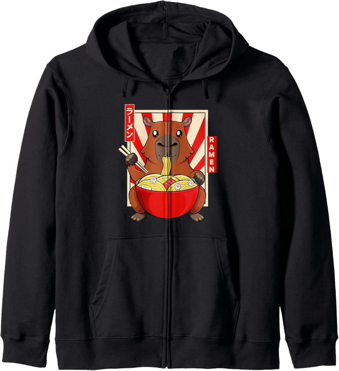 Capybara Nagetier Säugetiere Wasserschwein Kawaii Ramen Kapuzenjacke