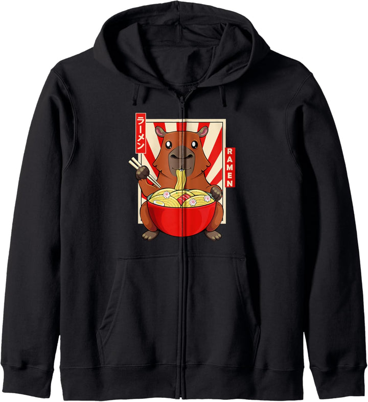 Capybara Nagetier Säugetiere Wasserschwein Kawaii Ramen Kapuzenjacke