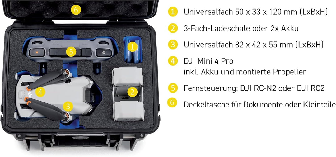 B&W Cases B&W Transportkoffer Outdoor für DJI Mini 4 Pro Drohne und Fly More Combo - Type 2000 - was