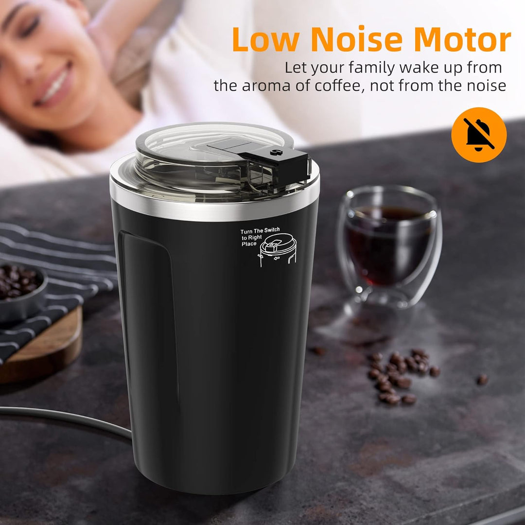 Kaffeemühle, Elektrische Espresso Kaffeebohnen Gewürzmühle, Kaffeeklinge Mühlen,Eins Berühren Tragba