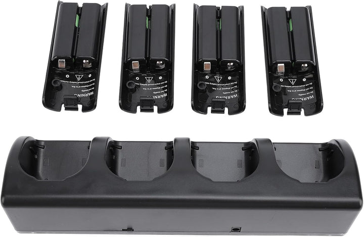 Fernbedienungs-Ladegerät, 4-in-1-Ladestation mit 4 Wiederaufladbaren 2800-mAh-Batterien, mit LED-Anz